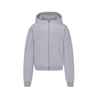 SKIMS Cotton Fleece Zip-Up Hoodie Size S Color Heather Grey